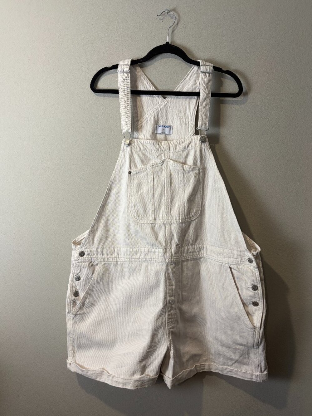Old Navy White Denim Overall Shorts Size XXL